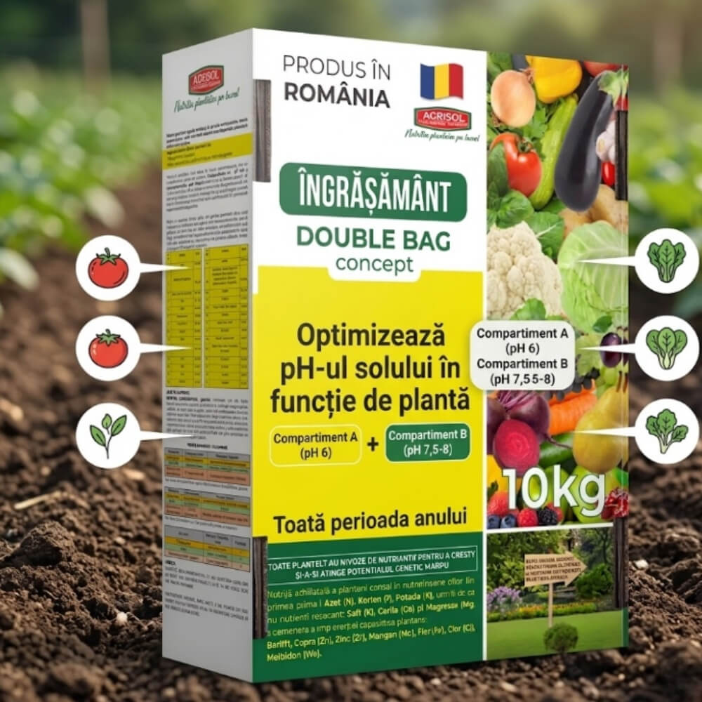Ingrasamant Universal AGRISOL Double Bag, 10 kg, Sistem Complet de Fertilizare si Optimizare pH, pentru Gradina, Sere si Solarii
