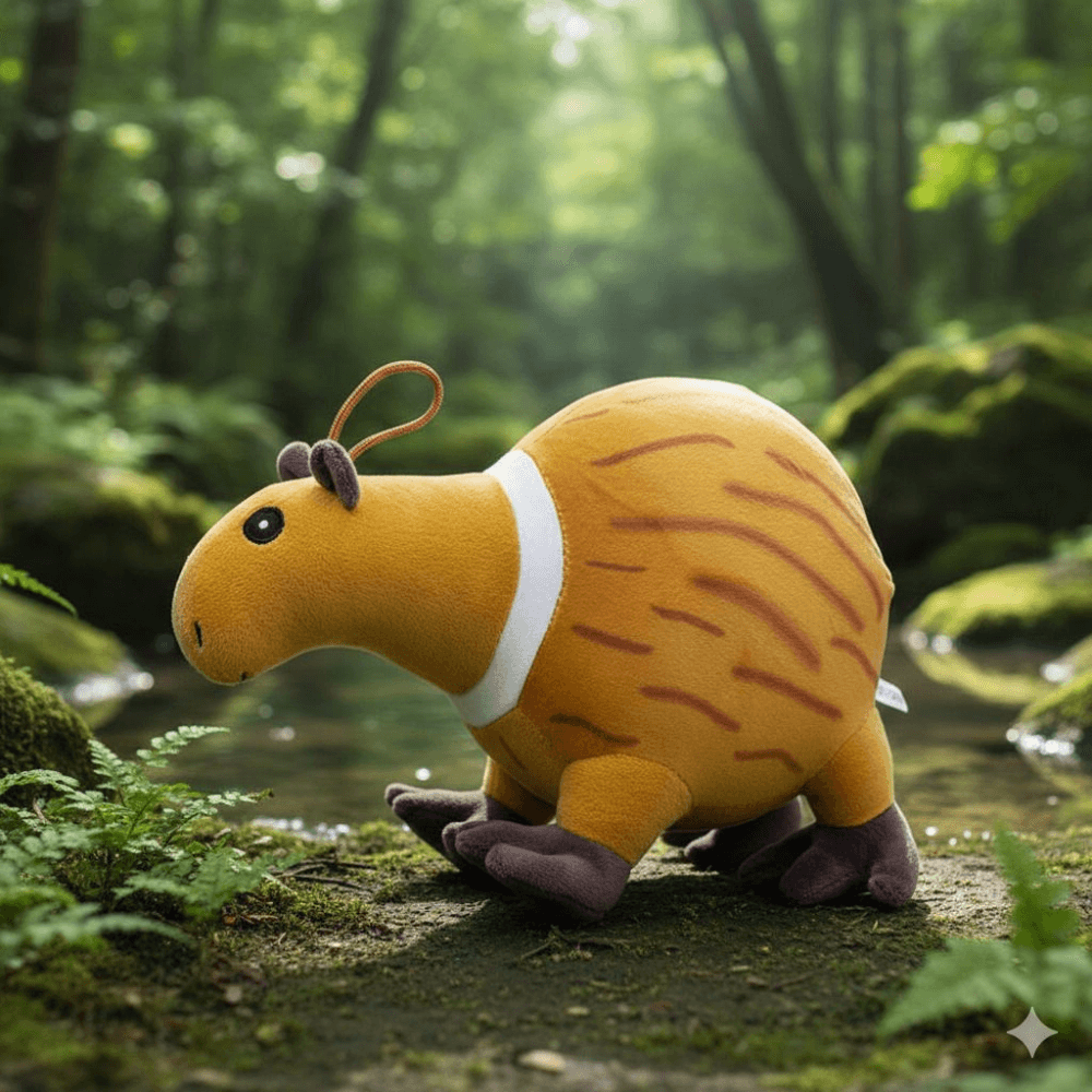 Jucarie de plus Capibara, colectia italiana Brainrot, Burbaloni Luliloli, 25 cm, Maro