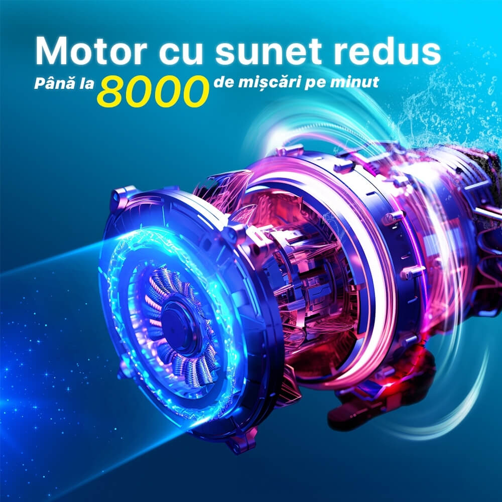 Periuta de dinti electrica rotativa, DrKala Seago SG-2603, 8000 pulsatii/min, 5 moduri de curățare, 8 capete incluse, functie smart timer, IPX7, Albastru