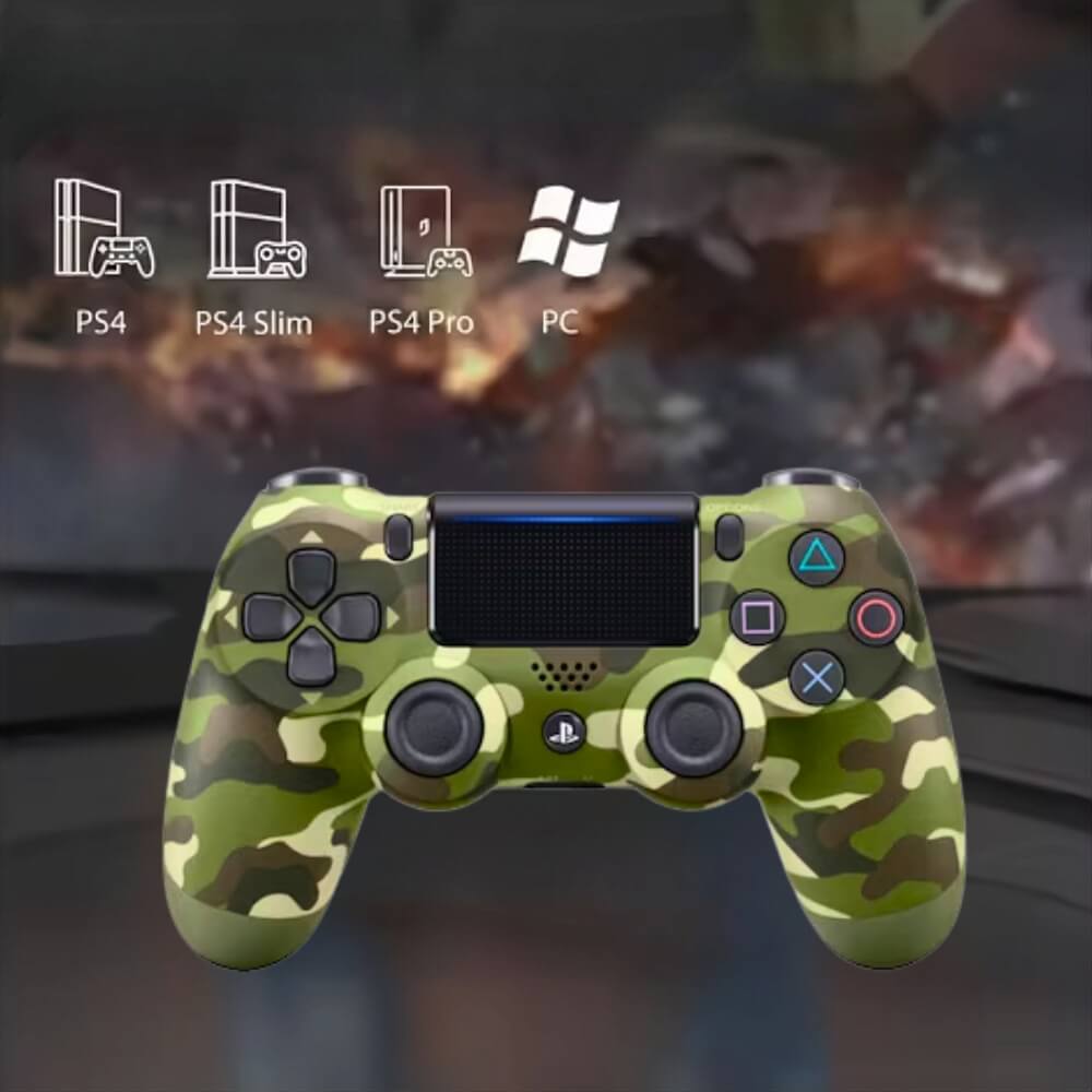 Controller Wireless Double-Motor Vibration Joystick, Compatibil PS4, Verde/Gri