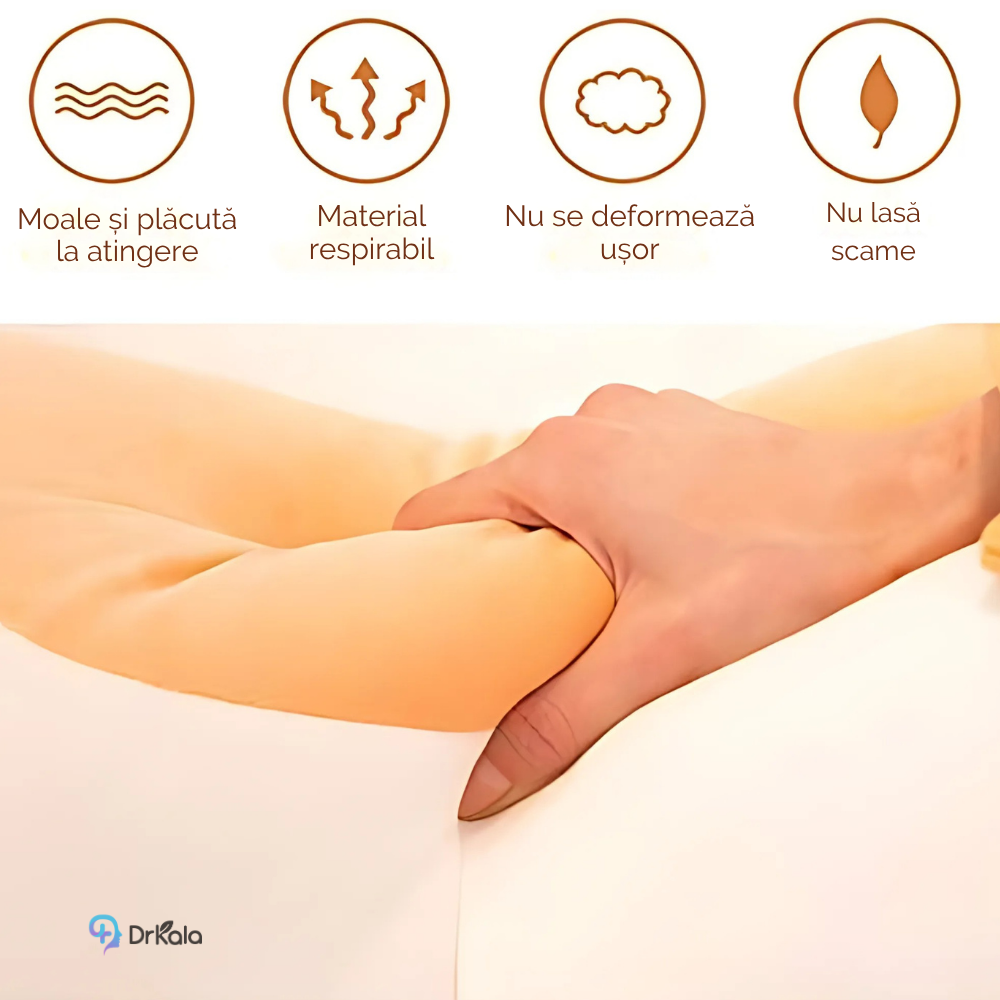 Jucarie de Plus Pisica lunga, lungime 50 cm, Tip Perna, pentru copii si adulti, Bej- roscat