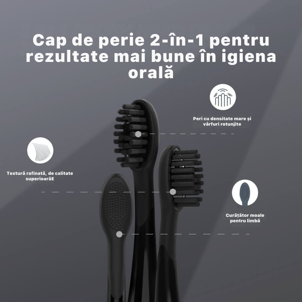 Periuta de dinti electrica, sonica, DrKala SG-540, Cu Carbune activ pentru albire, 5 Moduri, 8 Capete, pana la 42.000 vibrații/min, IPX7