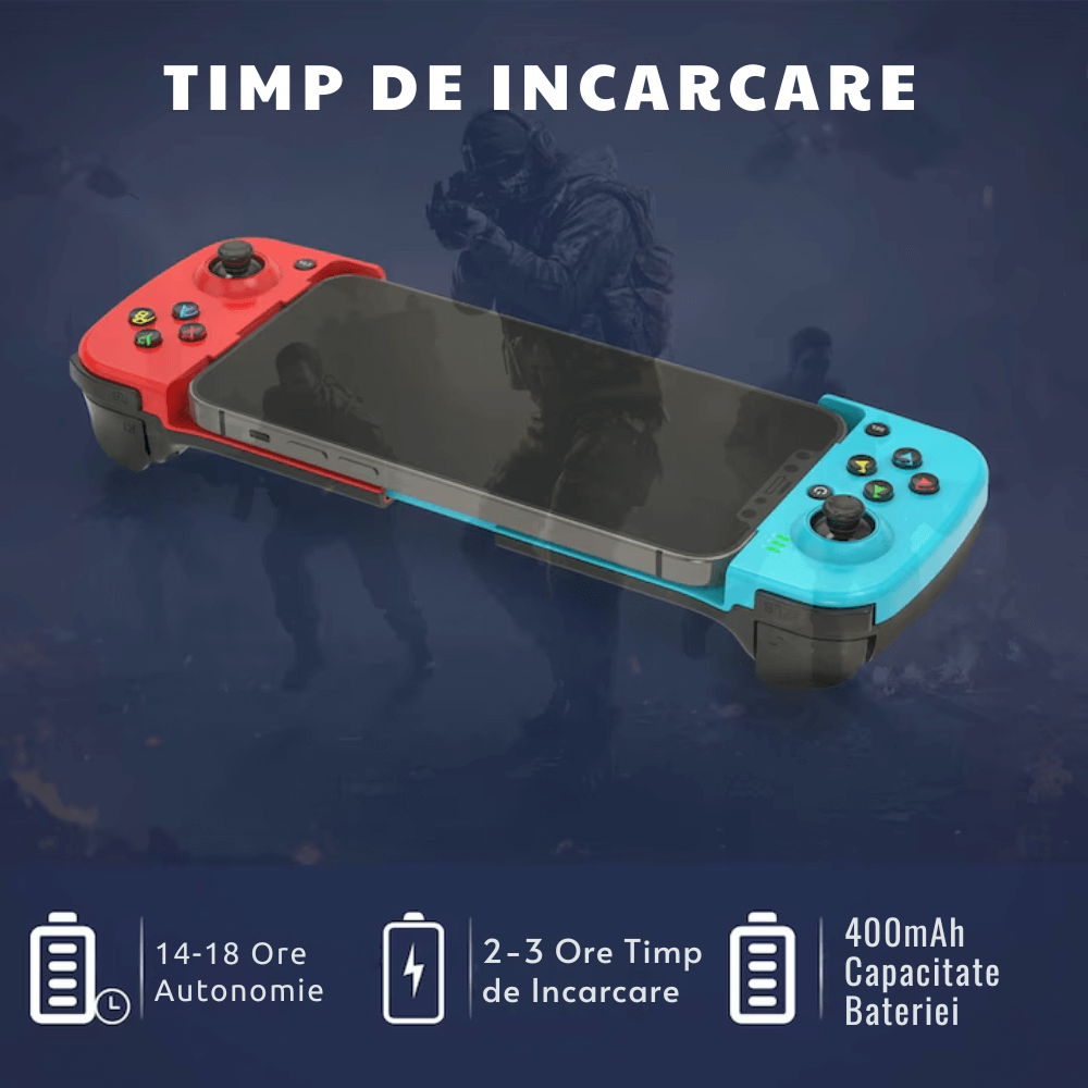 GamePad Controller Gaming pentru telefon Android, iOS, PC, PS, Nintendo, Bluetooth 5.0, Wireless, Albastru/Rosu