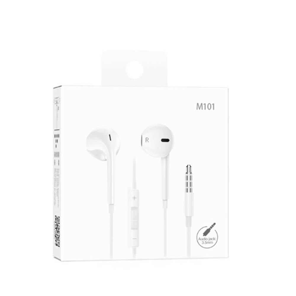 Casti cu Fir, In-ear, Microfon & Control Volum, conector Jack 3.5mm , Alb