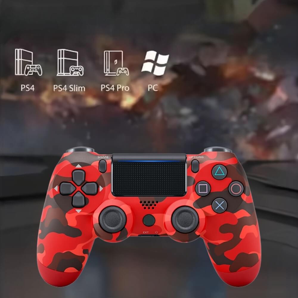 Controller Wireless Doubleshock Joystick, Compatibil PS4/Pro/Slim, Touchpad, Rosu Army