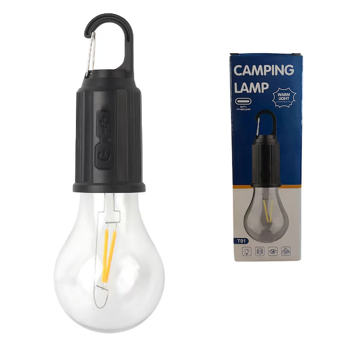 Lumina de Camping cu LED, reincarcabila prin USB-C, pentru cort, cu carlig, 3 moduri de iluminare in aer liber, Rezistent la apa, Negru