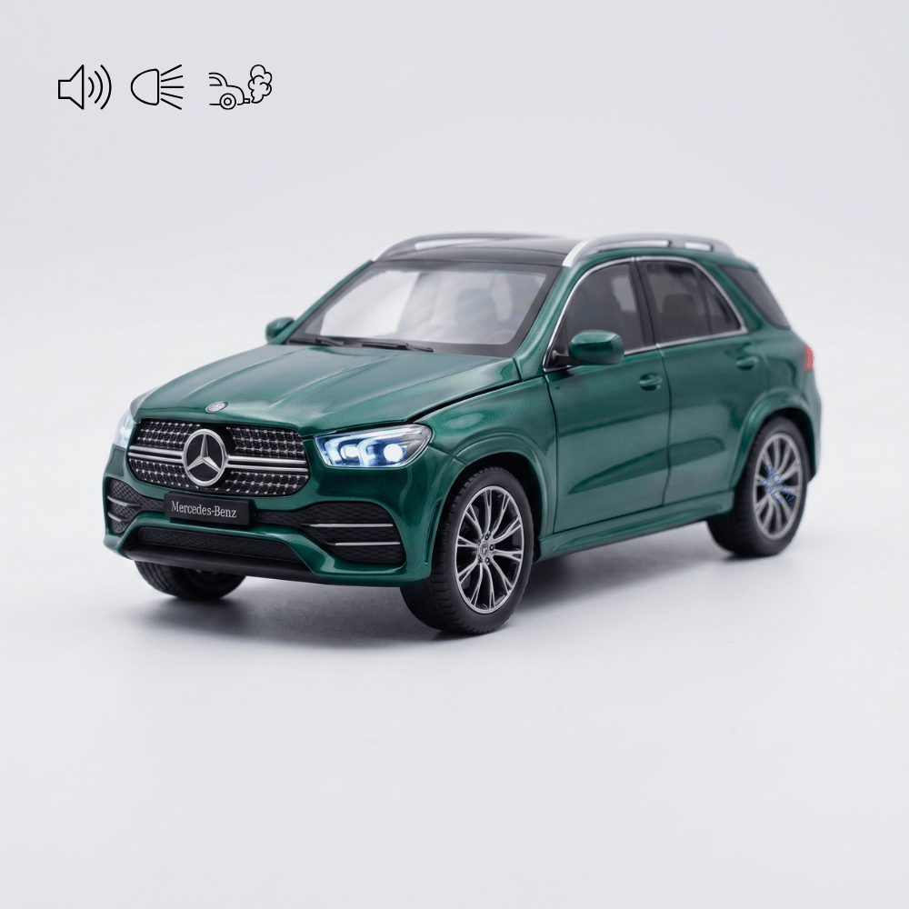Masinuta Metalica Mercedes GLE 350, Scara 1:24, Usi/Capota/Portbagaj Mobile, Lumini Xenon, Sunete Claxon, Fum, Cadou Baiat, Alb