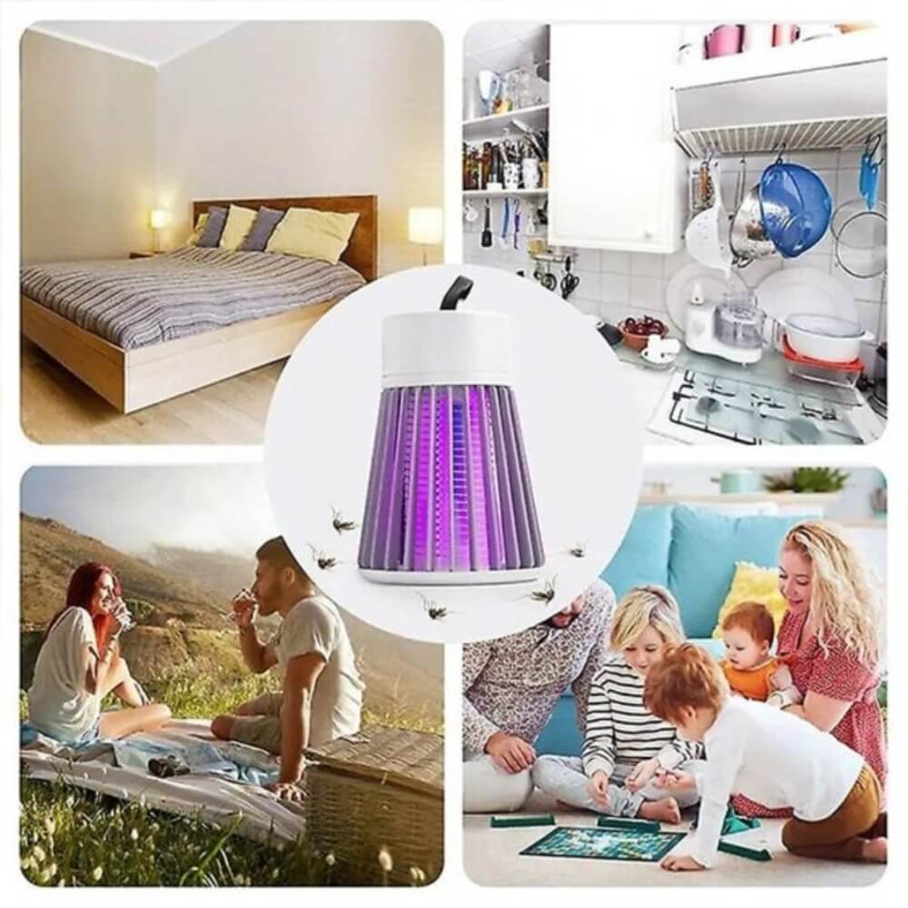 Lampa Anti Tantari UV cu Alimentare USB, Capcana Electrica pentru Insecte Zburatoare, Functionare Silentioasa, Design Portabil cu Maner, Consum Redus de Energie, Alb/Gri