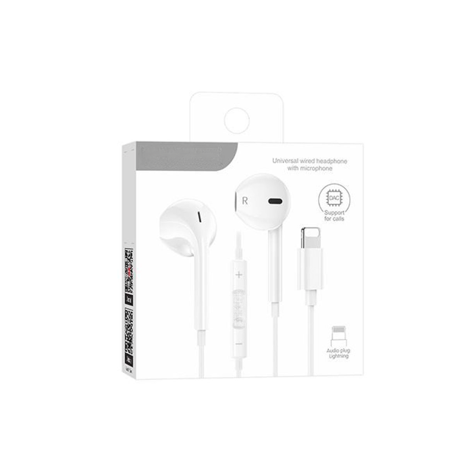 Casti cu Fir, In-ear, Compatibil cu produse Apple, Microfon & Control Volum, conector Lightning , Alb