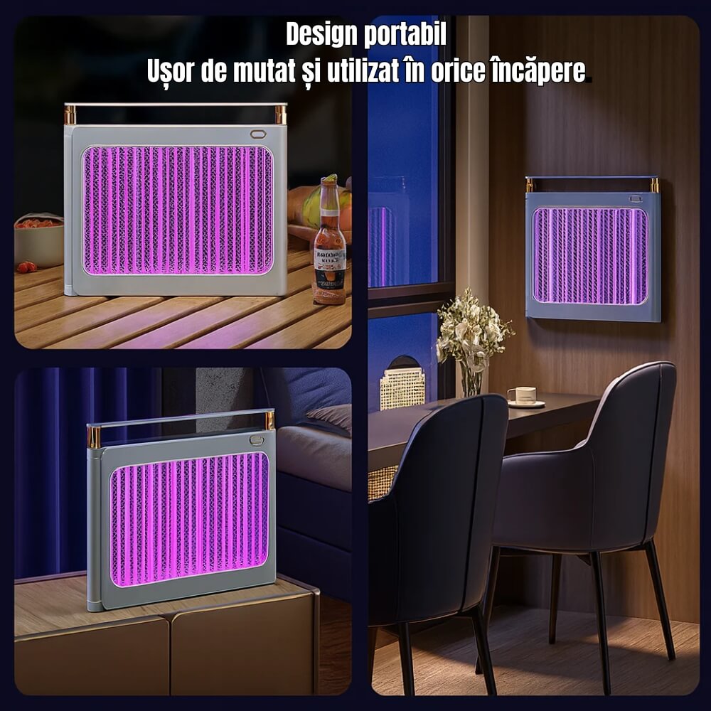Lampa Anti Insecte Electrica LED, Capcana pentru Tantari si Insecte Zburatoare, Functionare Silentioasa, Consum Redus, Pentru Casa si Birou, 29.3 x 25.9 cm, Albastru