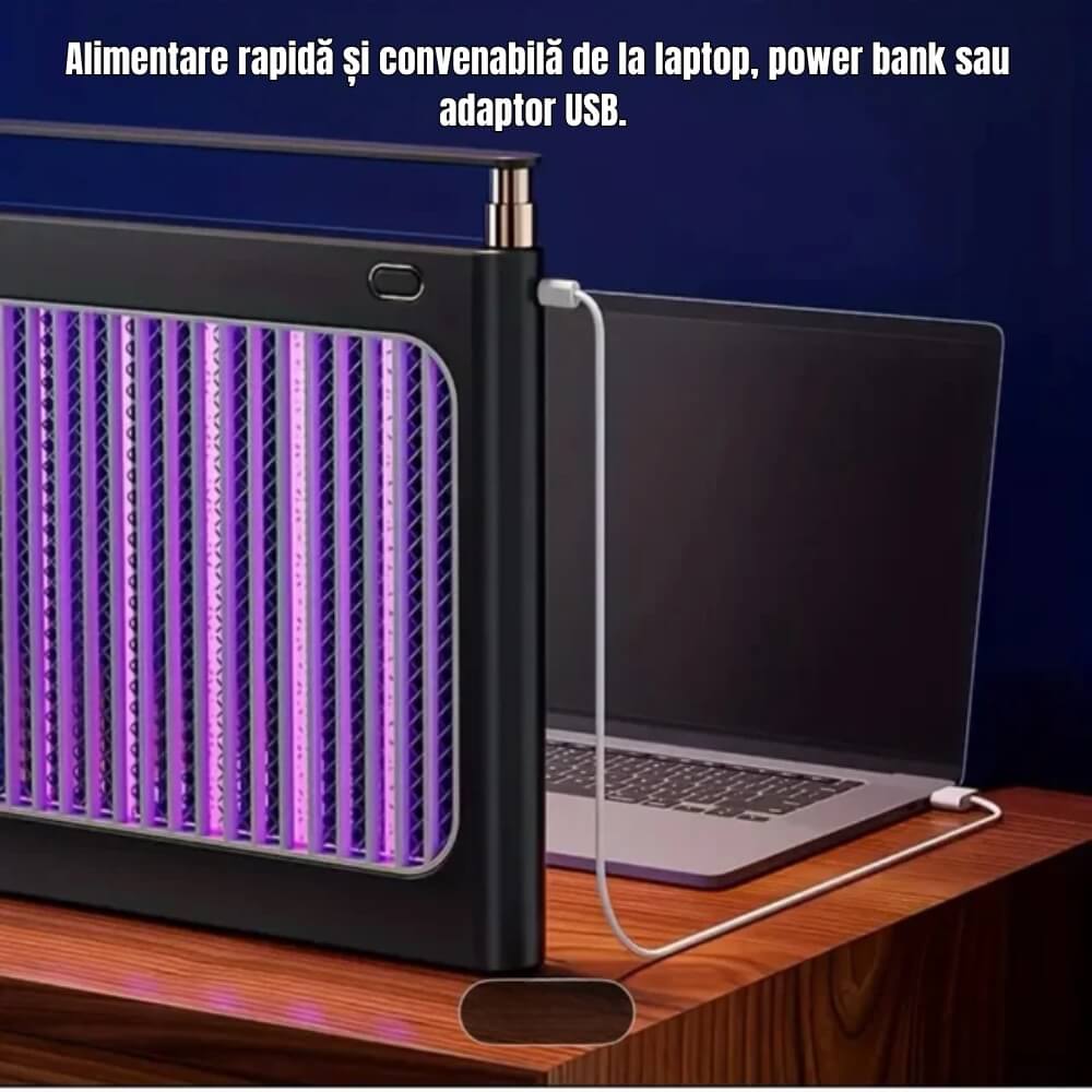 Lampa Anti Insecte Electrica LED, Capcana pentru Tantari si Insecte Zburatoare, Functionare Silentioasa, Consum Redus, Pentru Casa si Birou, 29.3 x 25.9 cm, Albastru