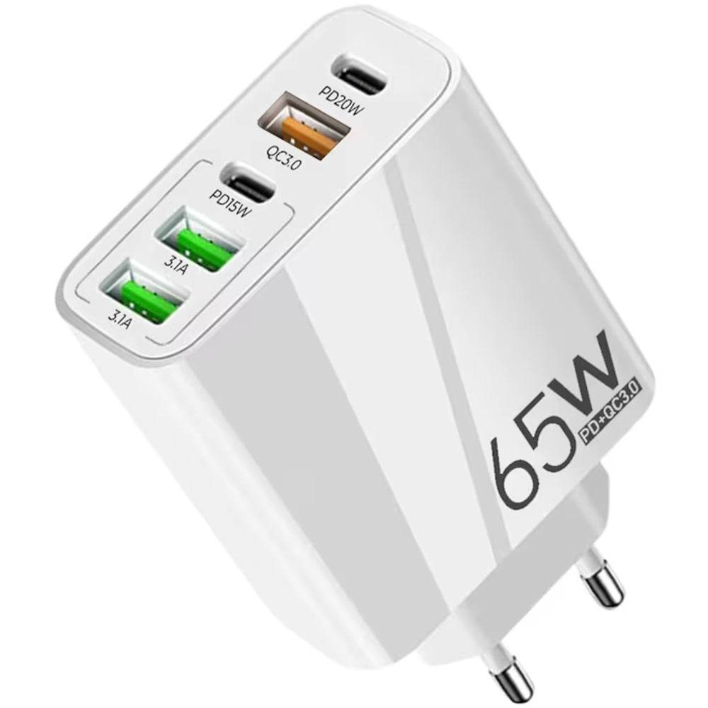 Incarcator Retea, 5 Porturi, 65W Fast Charge, 3 x USB, 2 x Type-C