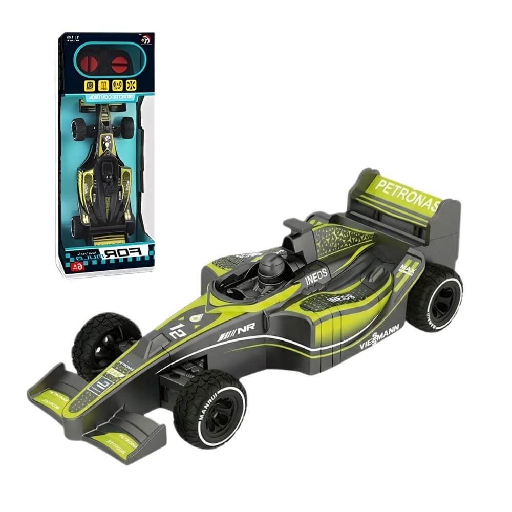 Mașină cu telecomandă RC 1:18, Model Formula 1, Curse și Viteză 10 km/h, Jucărie RC pentru copii 6+ ani, Negru/Albastru