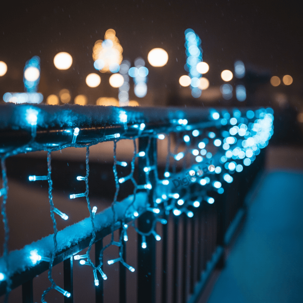 Instalație Luminoasă Tip Țurțuri, 12m, 300 LED-uri Albastre – Decor Exterior pentru Sărbători