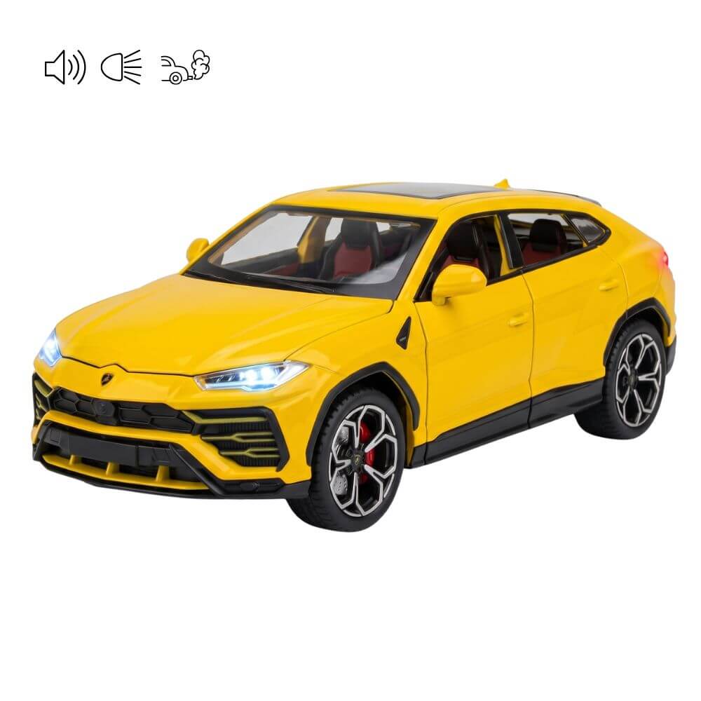Lamborghini Urus 1:24 Masinuta Metalica cu Lumini, Sunete, Efect de Fum (Aburi) si Usi Functionale, Galben