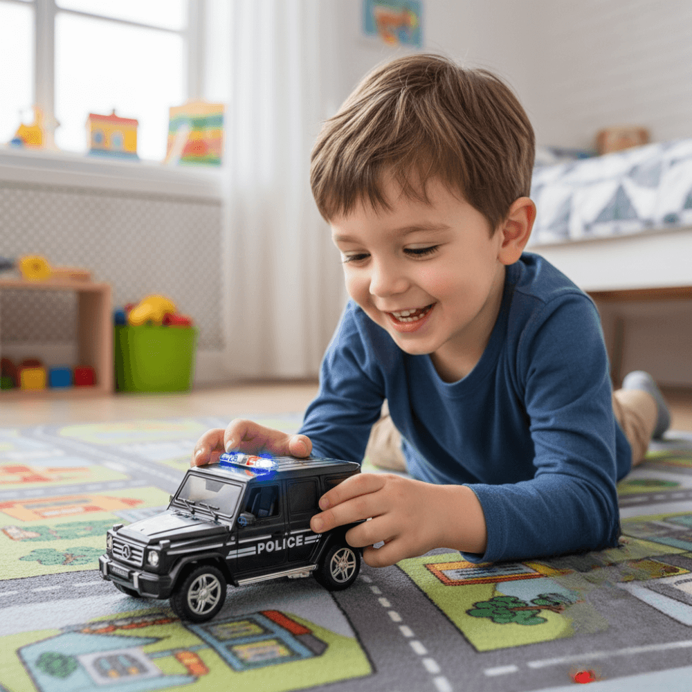 Mașină Poliție pentru Copii, Mercedes G-Class, Jucărie Metalică, 1:36 , Negru