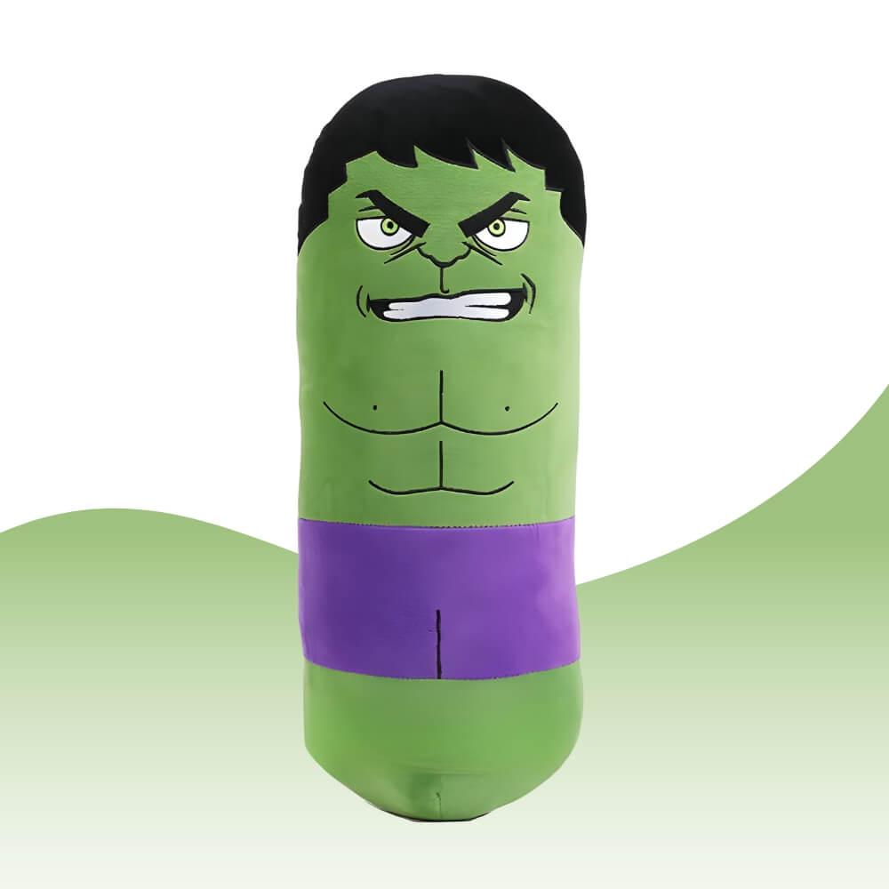 Jucarie de Plus si Perna Moale Hulk, Marvel Avengers, 50 cm, Design Cilindric, Verde