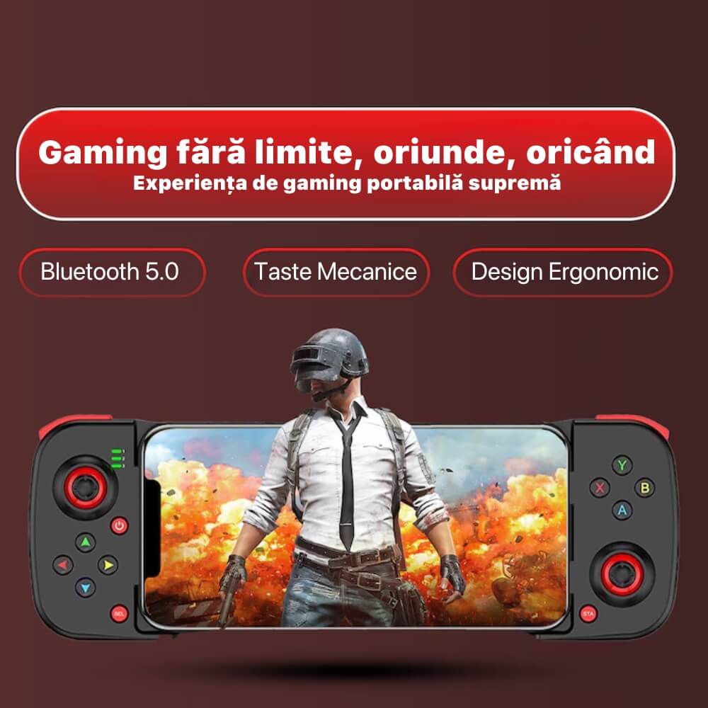 GamePad Controller Gaming pentru telefon Android, iOS, PC, PS, Nintendo, Bluetooth 5.0, Wireless, Negru