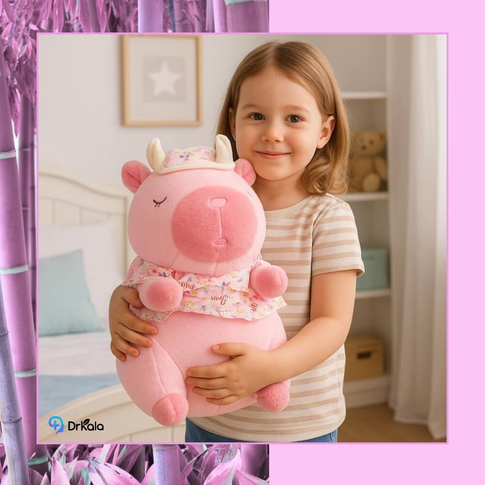 Jucarie de plus, Capibara cu Patura, Blana Ultra-Moale, 46 cm, Roz
