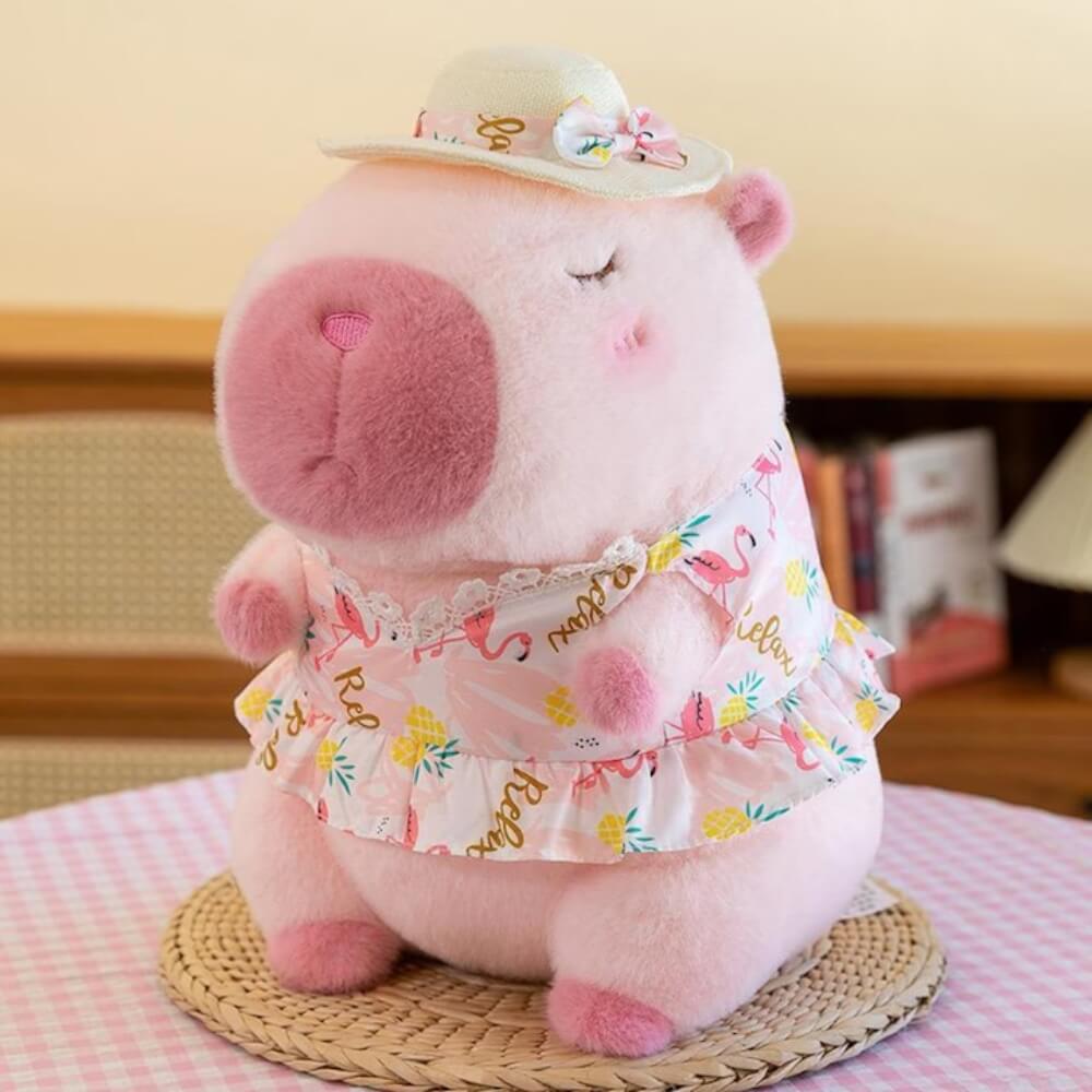 Jucarie de plus, Capibara cu Patura, Blana Ultra-Moale, 46 cm, Roz