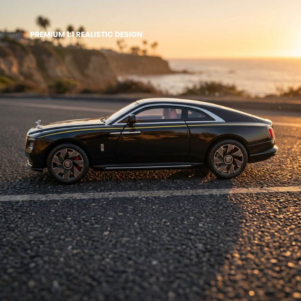 Rolls-Royce Spectre 1:24 Masinuta Metalica cu Lumini si Sunete, Usi si Capote Functionale, Umbrela Inclusa, Negru