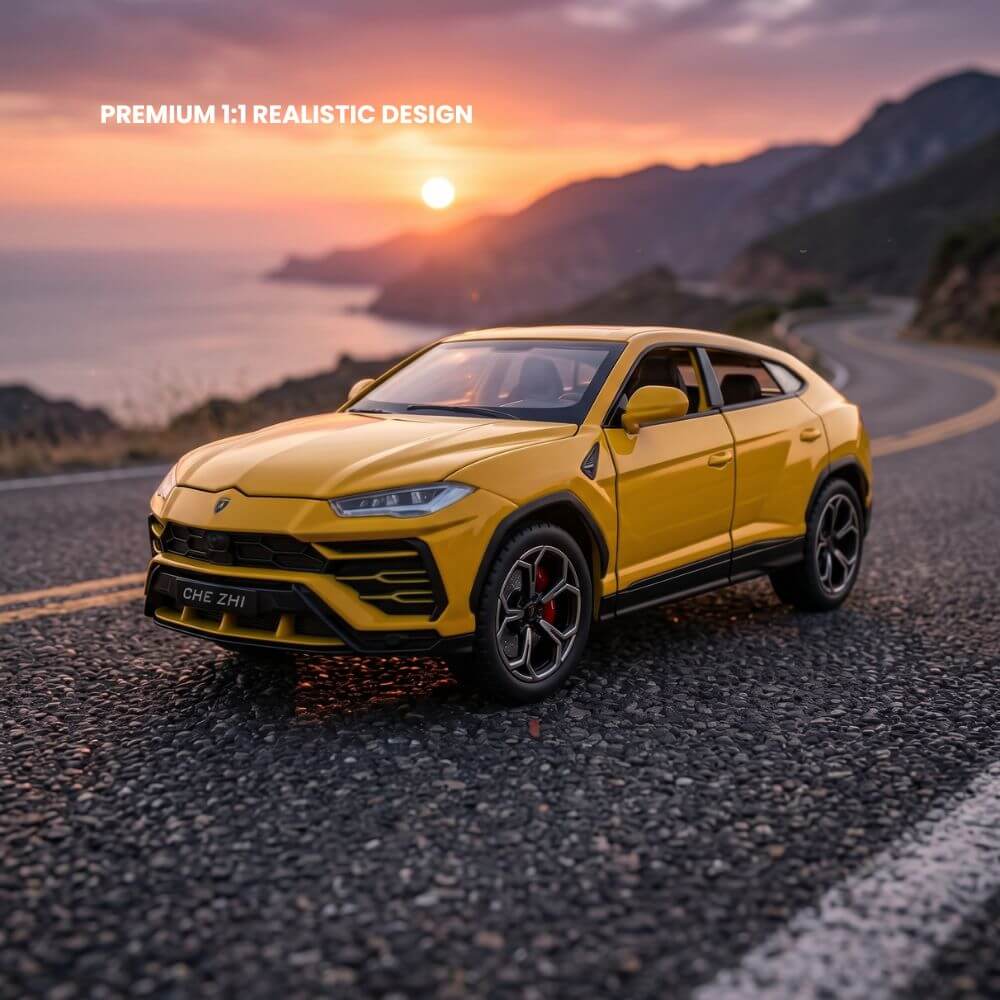 Lamborghini Urus 1:24 Masinuta Metalica cu Lumini, Sunete, Efect de Fum (Aburi) si Usi Functionale, Galben