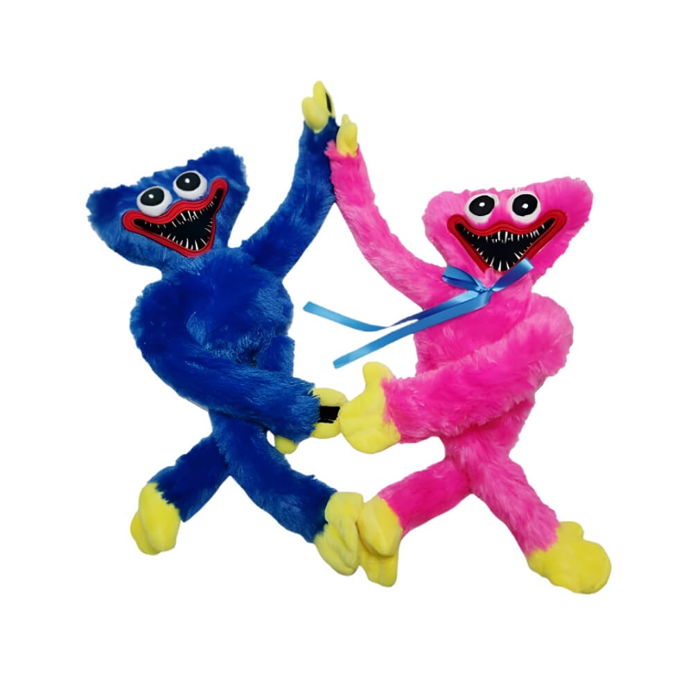 Jucarie Interactiva Plus Vorbitor Huggy Wuggy si Kissy Missy, Imita, Repeta si Canta, 40 cm, Albastru/Roz