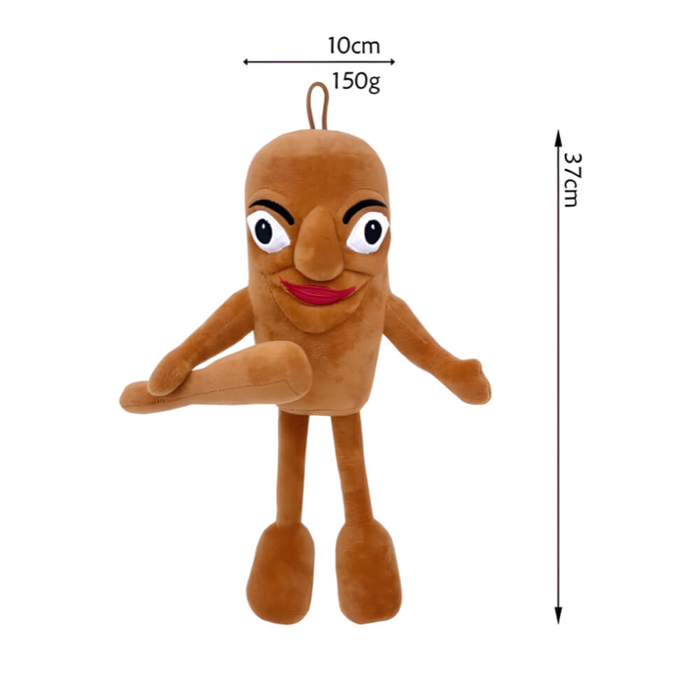 Jucarie de Plus Omul de Lemn Tung Tung Sahur, Model Brainrot Fluppy, cu Agatatoare, 37 cm, Maro