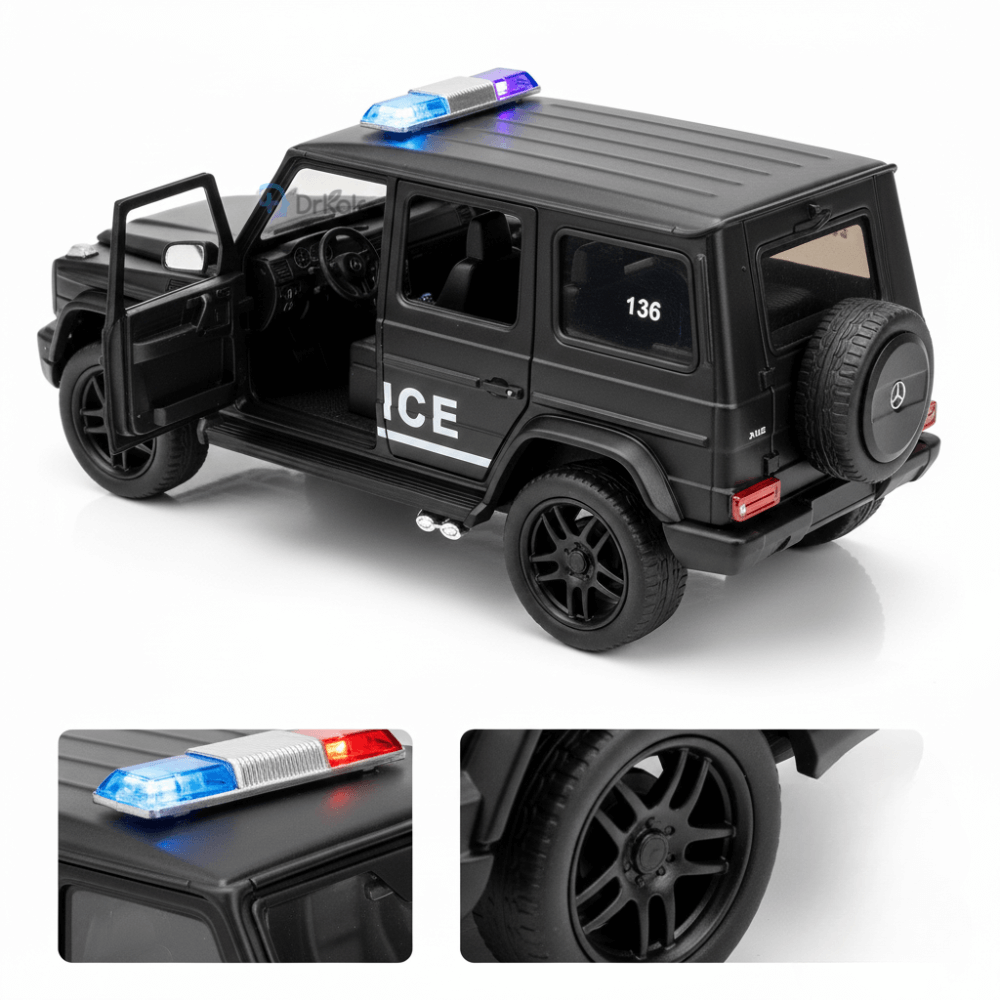 Mașină Poliție pentru Copii, Mercedes G-Class, Jucărie Metalică, 1:36 , Negru