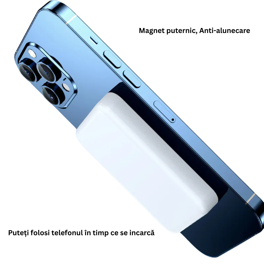 Baterie Externa Magsafe, Incarcare Wireless, 5000 mAh, Alb