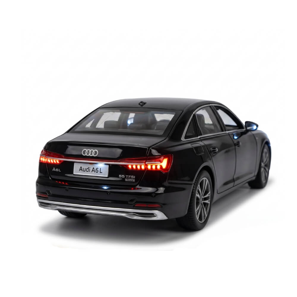Macheta Auto Audi A6L 1:32, Masinuta Metalica Die-Cast, Usi si Capota Functionale, Model de Colectie pentru Copii si Adulti, Negru