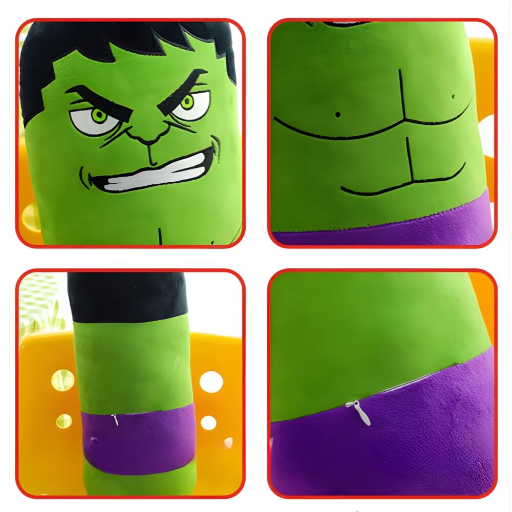 Jucarie de Plus si Perna Moale Hulk, Marvel Avengers, 50 cm, Design Cilindric, Verde