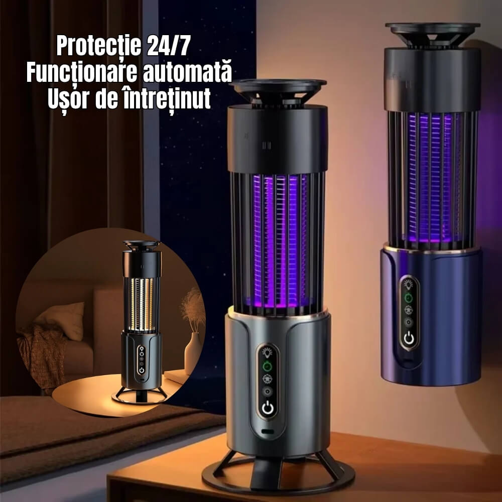 Lampa Anti Tantari UV, Reincarcabila USB, Capcana pentru Insecte Zburatoare, Functie Iluminare LED, pentru Casa, Terasa si Camping, Albastra