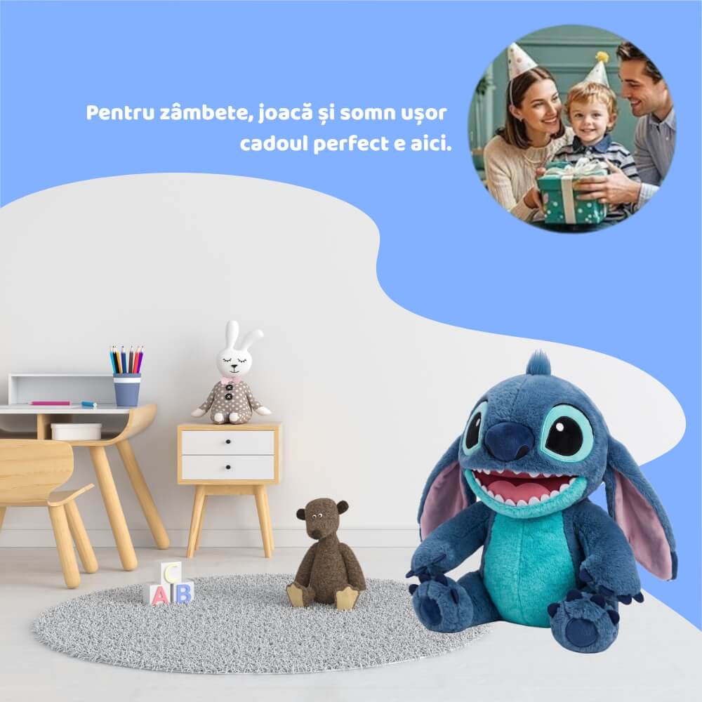 Jucărie de Pluș Stitch Super Size 45 cm, Moale și Pufoasă, Albastru
