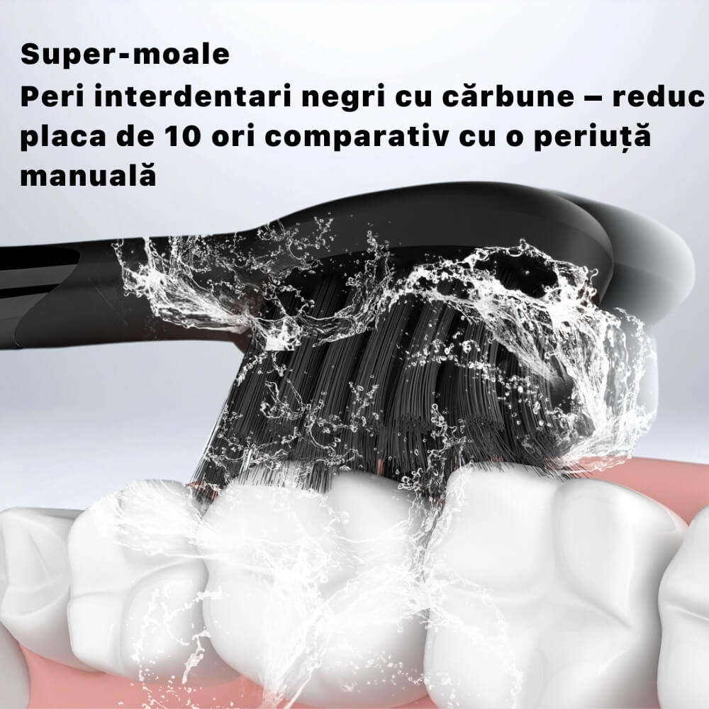Periuta de dinti electrica, sonica, DrKala SG-540, Cu Carbune activ pentru albire, 5 Moduri, 8 Capete, pana la 42.000 vibrații/min, IPX7