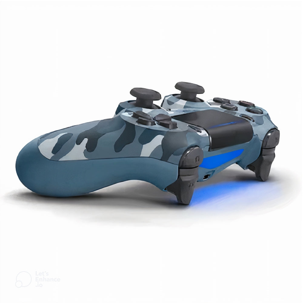 Controller Wireless Double-Motor Vibration Joystick, Compatibil PS4, Albastru/Gri