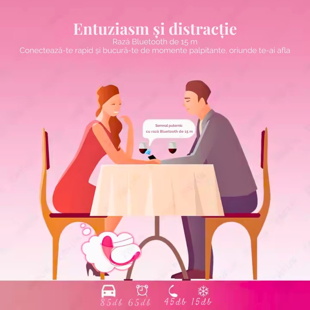Vibrator Bluetooth cu control prin aplicatie, DrKala®, Stimulare clitoris si punct G, 9 moduri vibratii, silicon premium, rezistent la apa, Roz