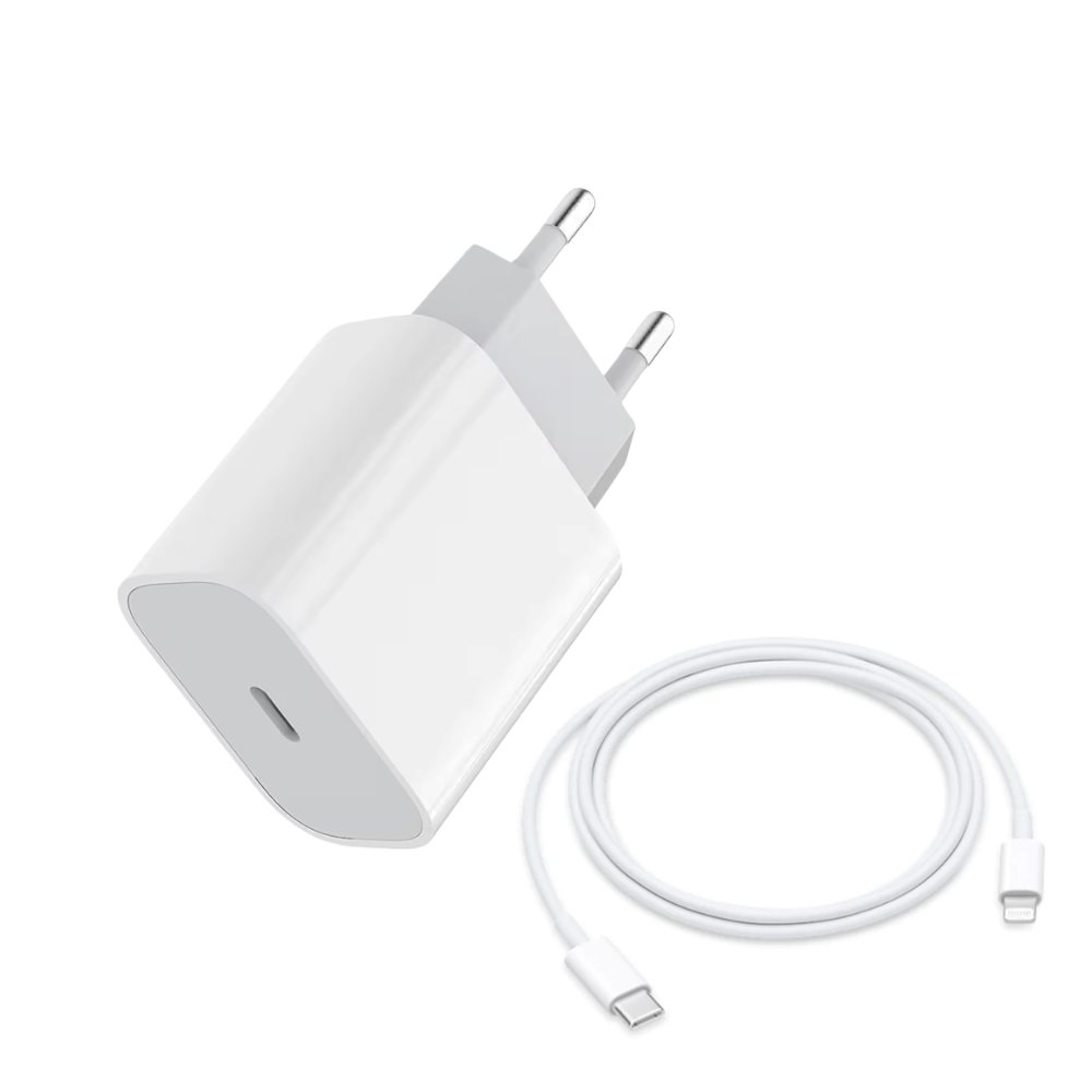 Incarcator compatibil cu iPhone/iPad/AirPods, cablu de date Lightning, Fast charge 25W, Alb