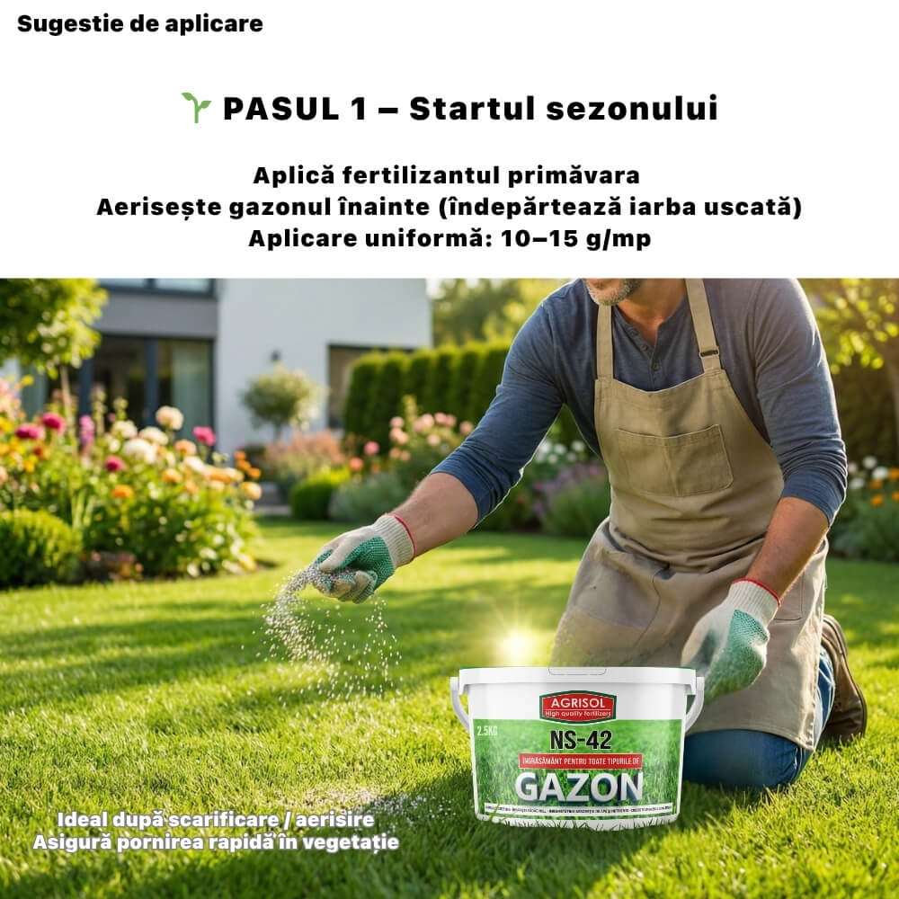 Ingrasamant pentru Gazon AGRISOL NS-42, 2.5 kg, Crestere Rapida si Verde Intens, Toate Tipurile de Gazon