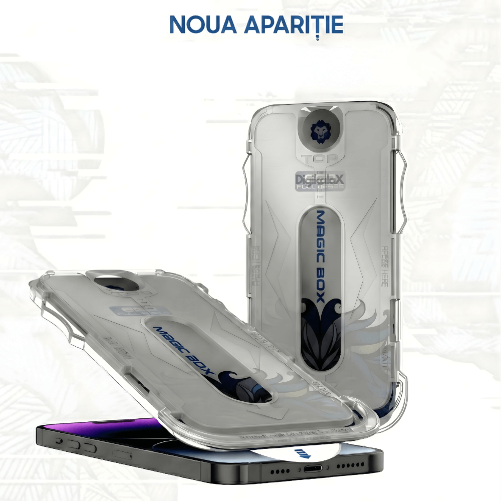 Folie Sticla Privacy pentru iPhone , Lito D+ Magic Box, Kit Instalare Automata Inclus, Protectie Anti-Spionaj, Duritate 9H, Full Glue, Black