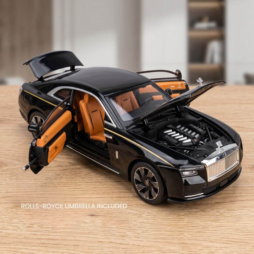 Rolls-Royce Spectre 1:24 Masinuta Metalica cu Lumini si Sunete, Usi si Capote Functionale, Umbrela Inclusa, Negru