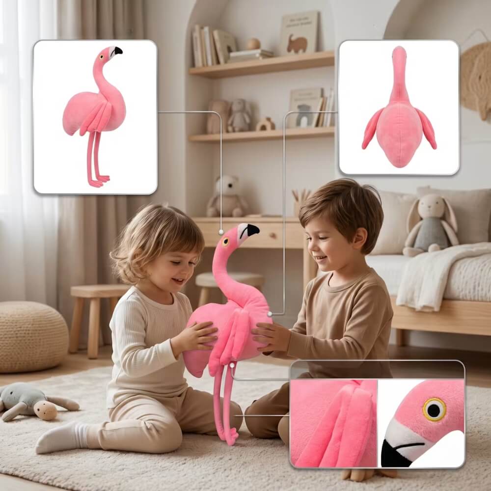 Jucarie de Plus Flamingo Roz 30 cm cu Agatatoare, Plus Moale, Animal de Plus pentru Copii, Jucarie de Imbratisat, Decor Camera Copii, Cadou pentru Fete, Roz