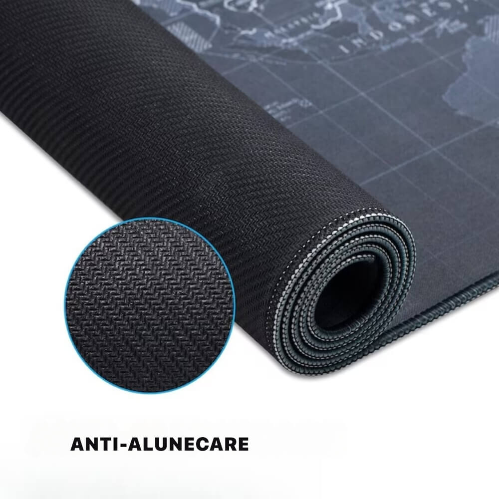 Mousepad Mare Cauciucat DigikalaX®, Pentru Gaming,model Harta Lumii, Waterproof, Birou, Office, Antiderapant, Cusaturi Anti-Rupere, Waterproof, 90 x 40cm, Negru