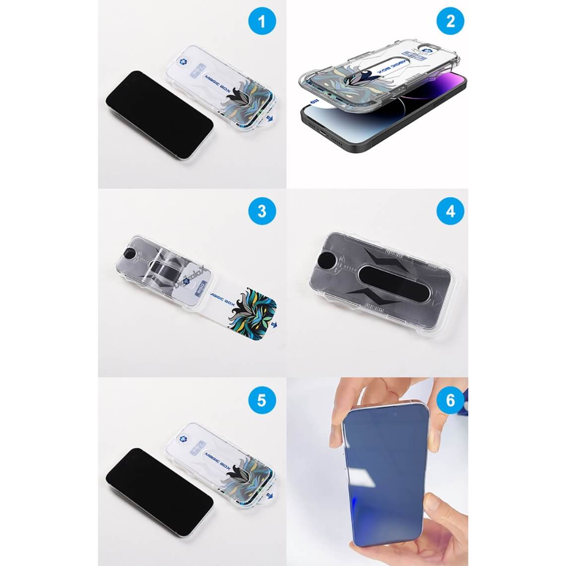 Folie Protectie Ecran Clear HD Compatibila iPhone cu Aplicator Magic Box, Sticla Securizata Lito D+ Ultra-Transparenta