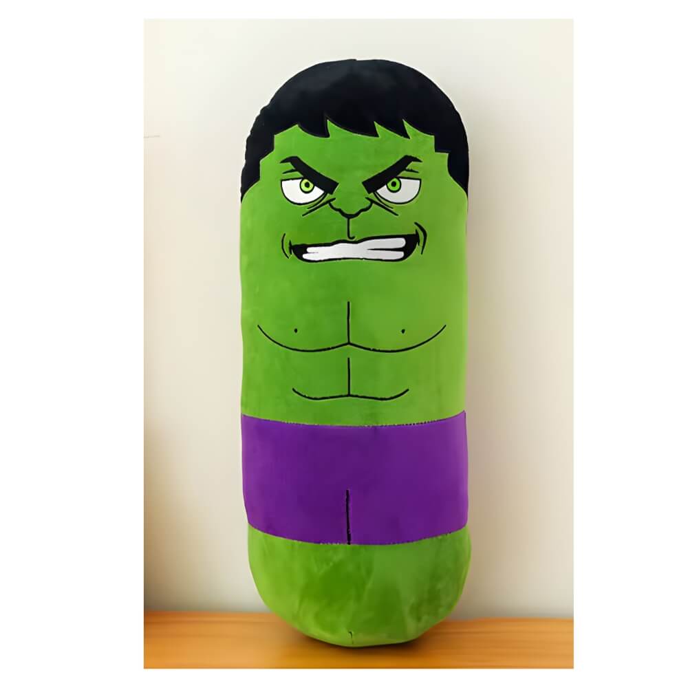 Jucarie de Plus si Perna Moale Hulk, Marvel Avengers, 50 cm, Design Cilindric, Verde
