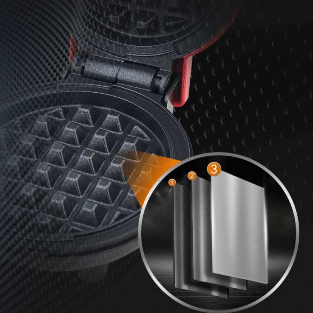 Mini aparat de făcut waffle 800W – compact, rapid, antiaderent, ideal pentru deserturi și gustări, roșu vibrant