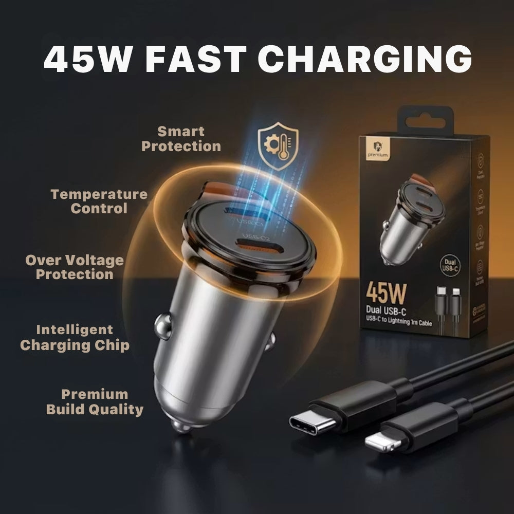 Incarcator auto NZ16B 45W Mini Size High Power PD25W & PD20w, Gri/Negru