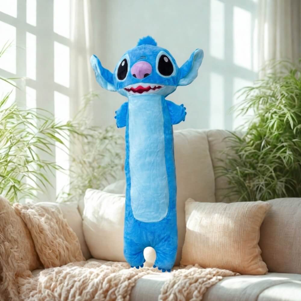 Perna Plus Lunga Stitch si Lilo, Jucarie de Plus Tip Perna Decorativa, Moale, Pufoasa si Confortabila, Perna Copii, Jucarie Cadou Premium