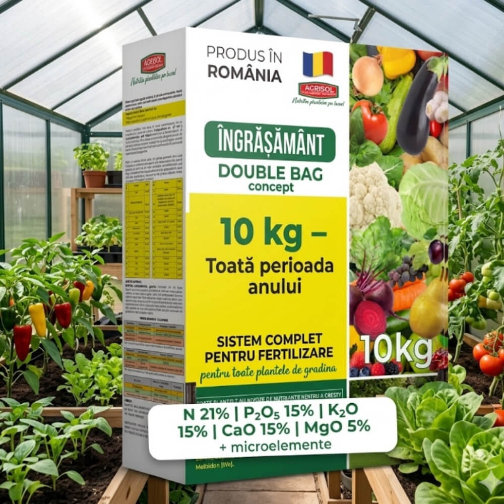 Ingrasamant Universal AGRISOL Double Bag, 10 kg, Sistem Complet de Fertilizare si Optimizare pH, pentru Gradina, Sere si Solarii