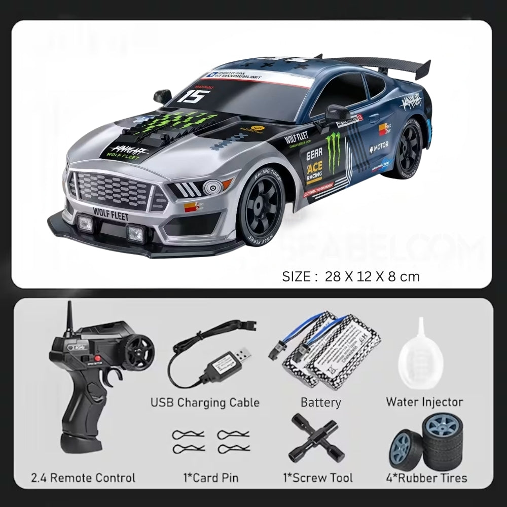 Masina cu telecomanda RC Drift, Digital Kala, 20km/h, lumini LED, 1:16, Gri/Albastru